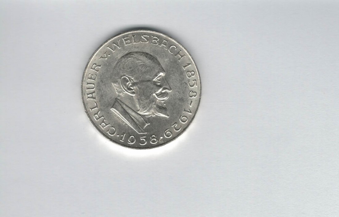  25 Schilling 1958 Carl Auer von Welsbach silber 10,4g fein Österreich Spittalgold9800 (4588/4)   
