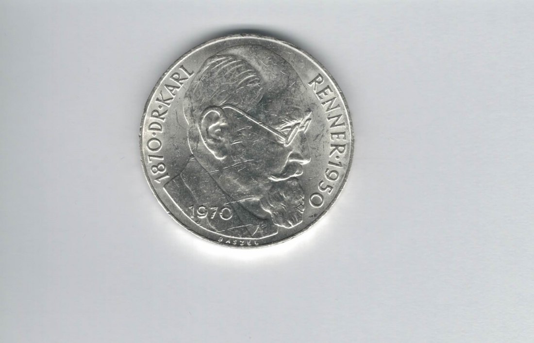  50 Schilling 1970 Karl Renner Kratzer Ag 18g fein Österreich Spittalgold9800 (04584/10)   