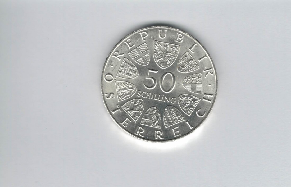  50 Schilling 1970 Karl Renner Kratzer Ag 18g fein Österreich Spittalgold9800 (04584/10)   