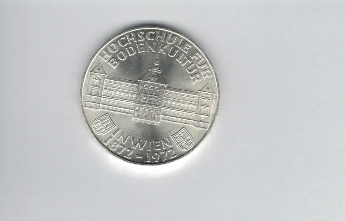  50 Schilling 1972 100 J. Hochschule für Bodenkultur Ag 18g fein Österreich Spittalgold9800 (4584/13)   