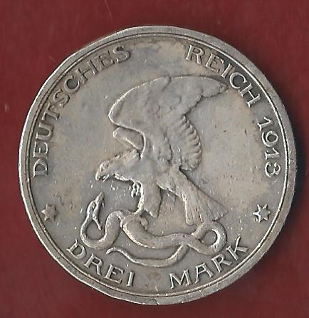  Kaiserreich Preußen 3 Mark 1913 Befreiungskriege  Münzankauf Koblenz Frank Maurer AK303   