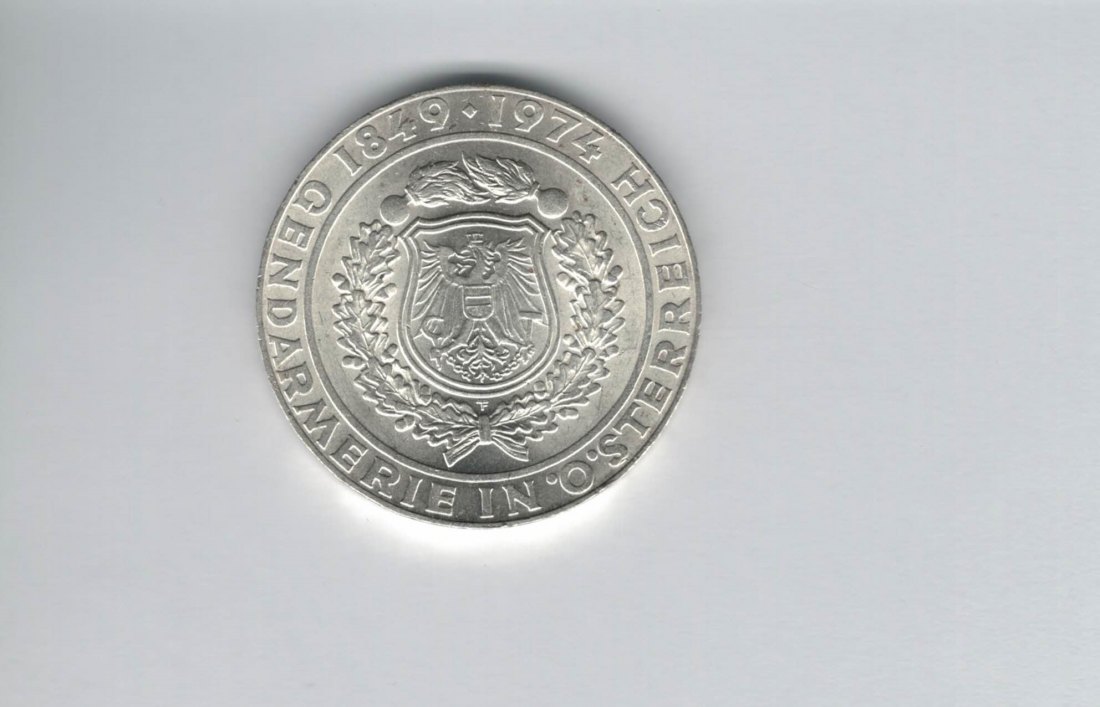  50 Schilling 1974 Gendarmerie seit 125 Jahren Ag 12,8g fein Österreich Spittalgold9800 (4504/2)   