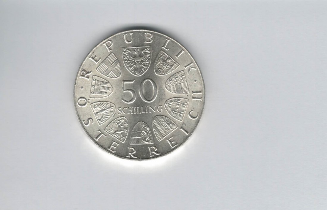  50 Schilling 1974 Gendarmerie seit 125 Jahren Ag 12,8g fein Österreich Spittalgold9800 (4504/2)   
