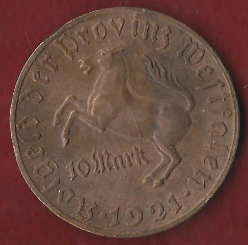  Notgeld Westfalen 10  Mark 1921 Münzankauf Koblenz Frank Maurer AK309   