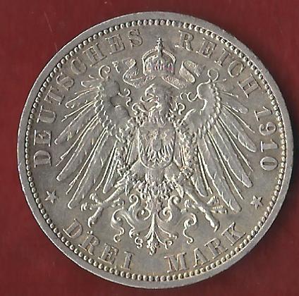  3 Mark Preussen Wilhelm II 1910 Münzankauf Koblenz Frank Maurer AK310   