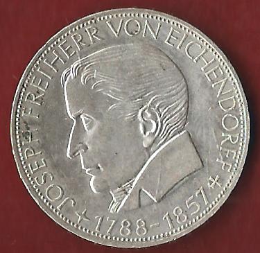  BRD 5 Mark Eichendorff 1957 Münzankauf Koblenz Frank Maurer AK315   