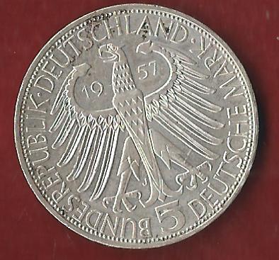  BRD 5 Mark Eichendorff 1957 Münzankauf Koblenz Frank Maurer AK315   