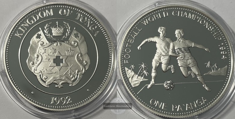 Tonga  1 PA'ANGA  1992 Championship 1994 FM-Frankfurt KM#157 Feinsilber: 29,1g pp   
