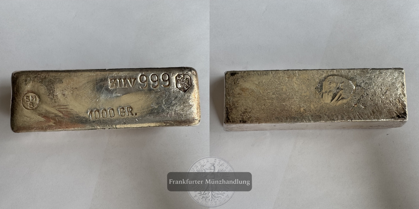  Nieserlande. Schoene 1.000g Silberbarren FM-Frankfurt Feinsilber: 1.000g   