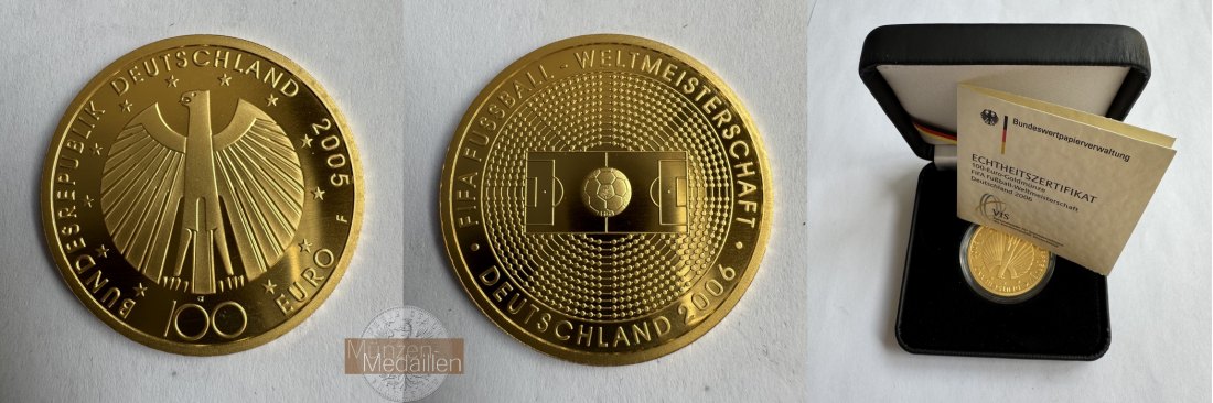 BRD   100 Euro MM-Frankfurt Feingold: 15,55g Fifa Fußball 2006 2005 F 