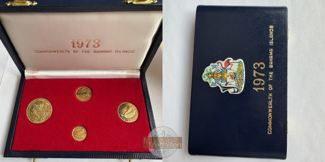  Commonwealth of the Bahamas 10/20/50/100 Dollars Goldmünzenset 1973 MM-Frankfurt Feingold: 15,3g   
