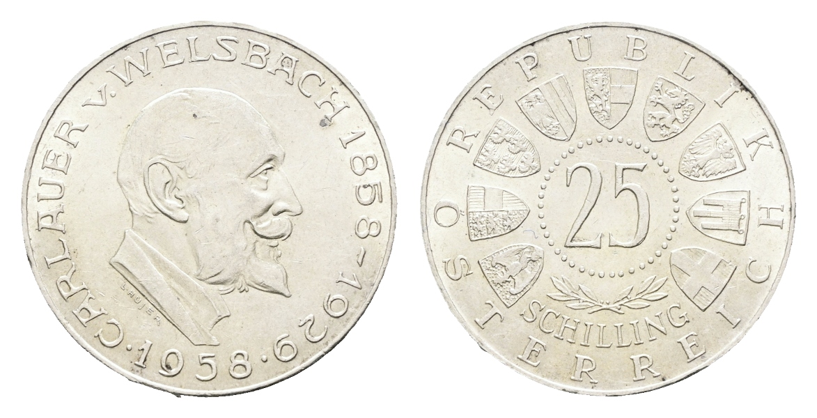  Österrreich; 25 Schilling 1958; Carlauer v. Welsbach   