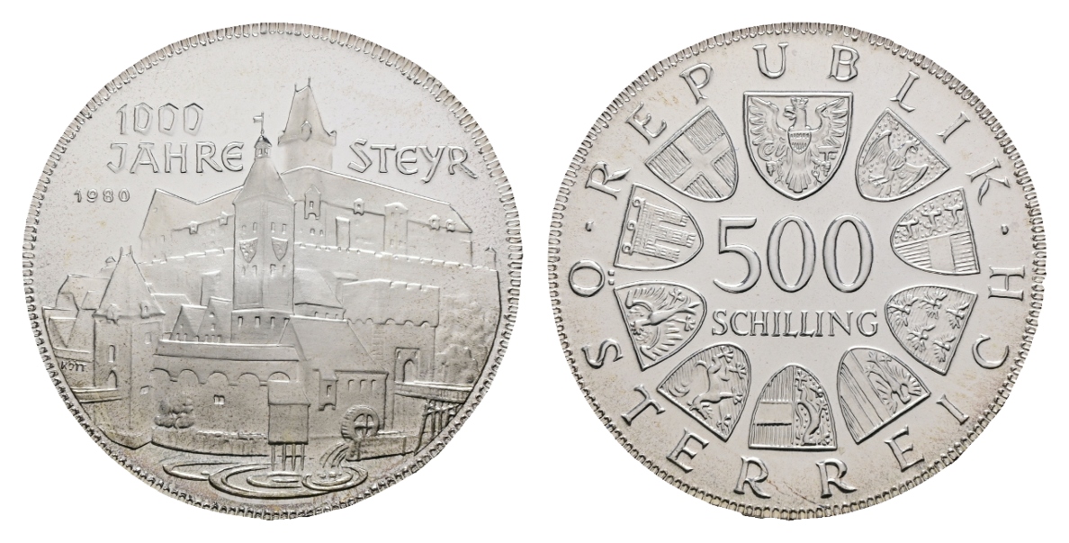  Österrreich; 500 Schilling 1980; 1000 Jahre Steyr   