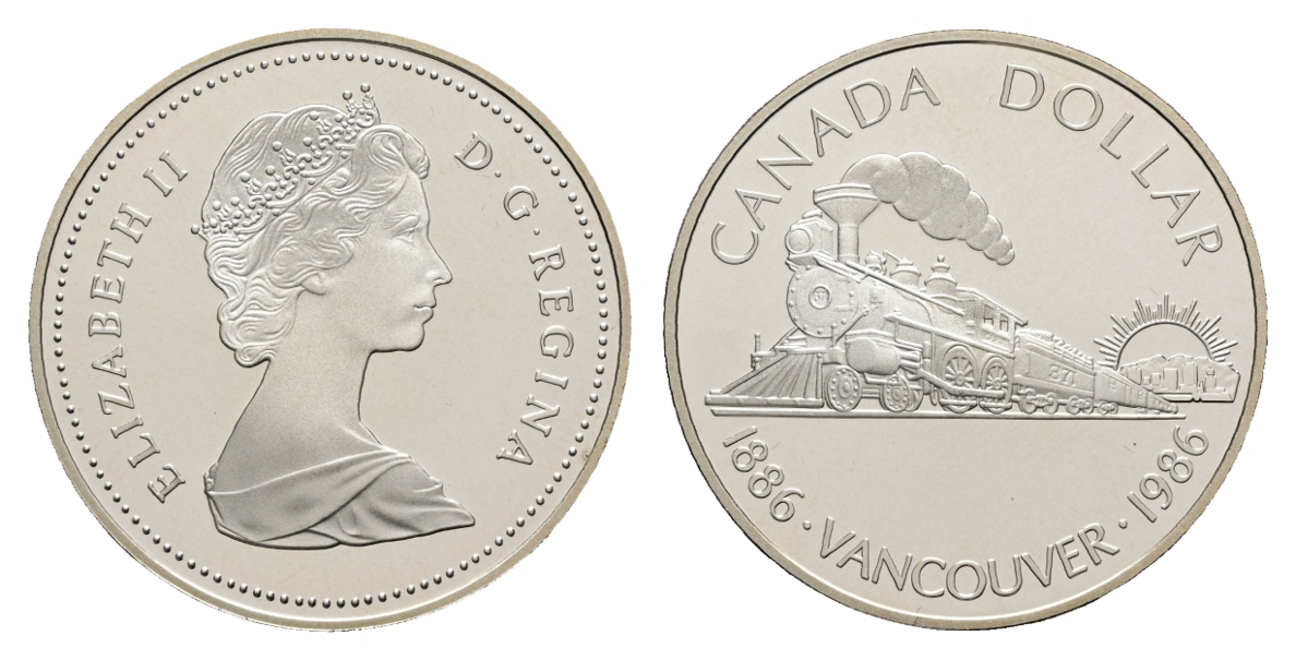  Ausland; Canada; Dollar 1986; Elizabeth II; Vancouver; in Schatulle   