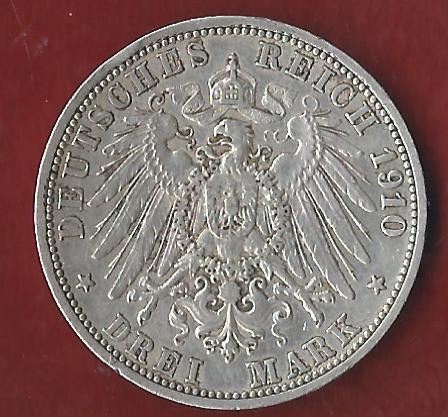  Kaiserreich 3 Mark Baden 1910  Münzankauf Koblenz Frank Maurer AK330   