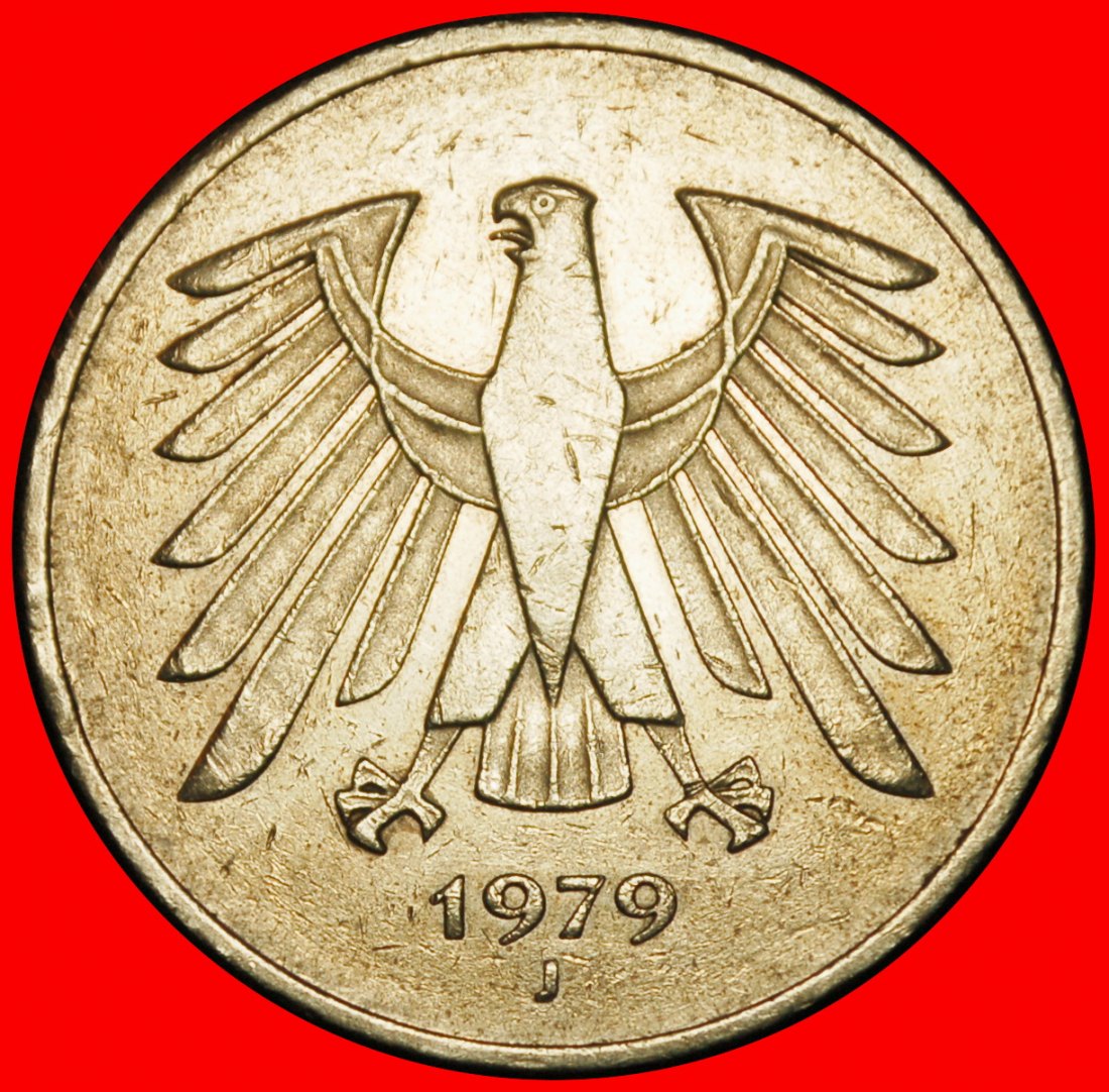  Ⰶ NOT COMMUNIST TYPE (1975-2001): GERMANY ★ 5 MARKS 1979J TV I+A+rJ! HAMBURG!★LOW START★ NO RESERVE!   