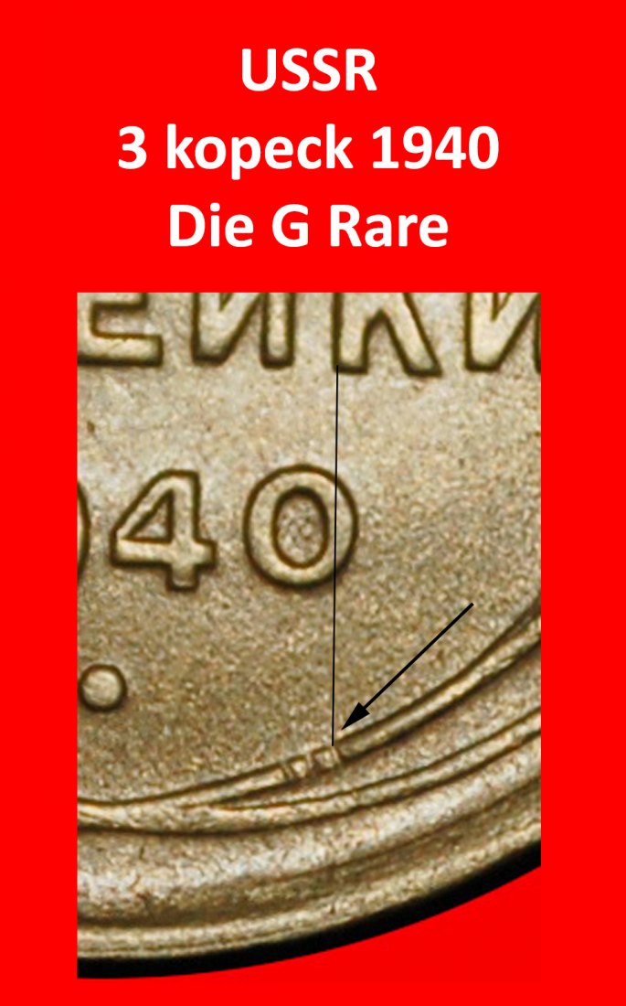  Ⰶ STALIN (1924-1953): USSR (russia)★ 3 KOPECKS 1940 DIE G! 11 ORBITS 1937-1948★LOW START★NO RESERVE!   