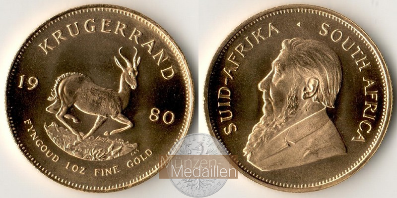 Süd Afrika MM-Frankfurt Feingold: 31,1g 1oz 1980 Krügerrand