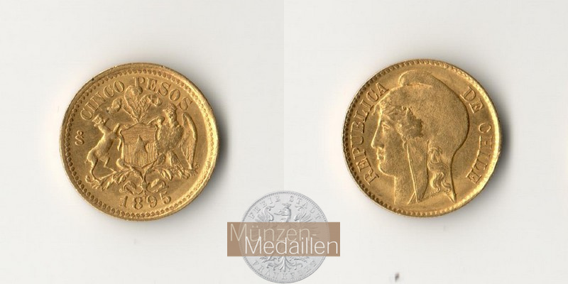 Chile MM-Frankfurt Feingold: 2,75g 5 Pesos 1895 
