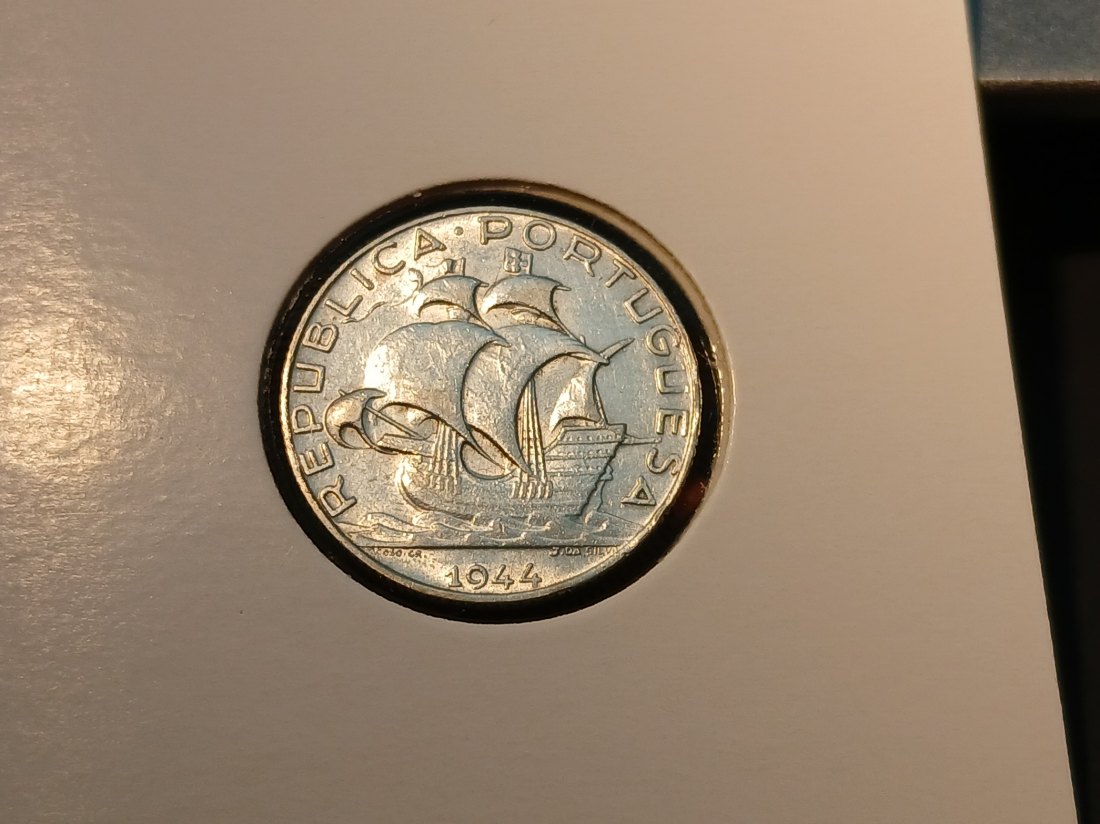  Portugal - 2 1/2 Escudos 1944 Silber   