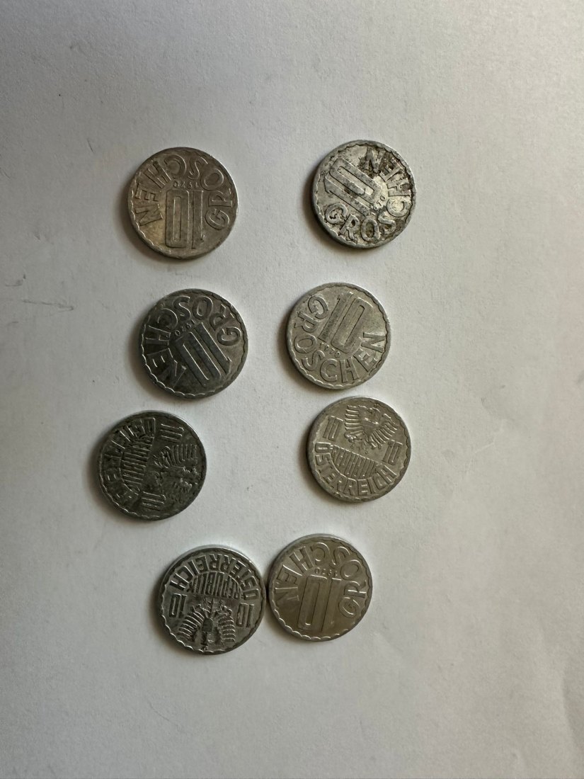  Schilling 10 Groschen Österreich 1970 8 STK   