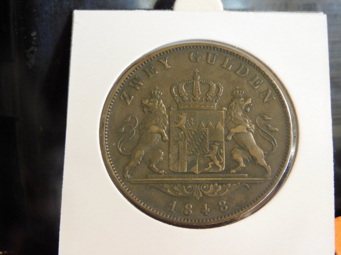  GERMANY 2 GULDEN 1848 BAVARIA.GRADE-PLEASE SEE PHOTOS.   