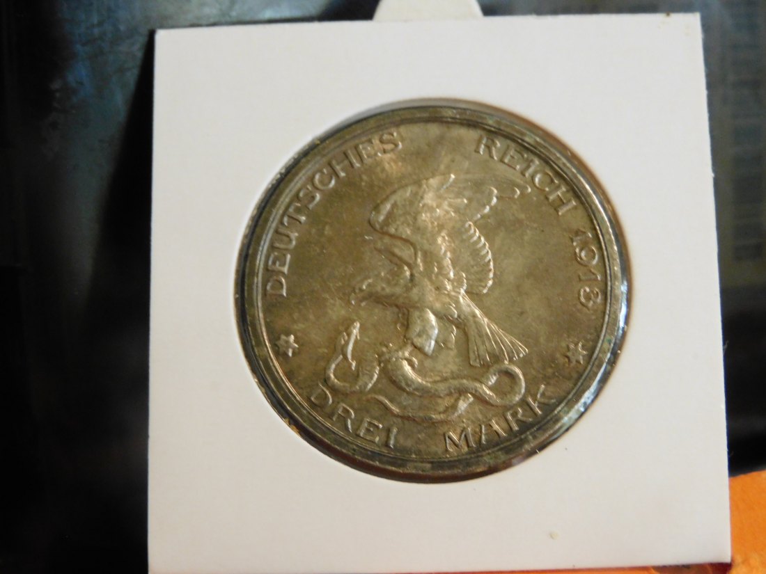 GERMANY 3 MARK 1913 PRUSSIA.GRADE-PLEASE SEE PHOTOS.   