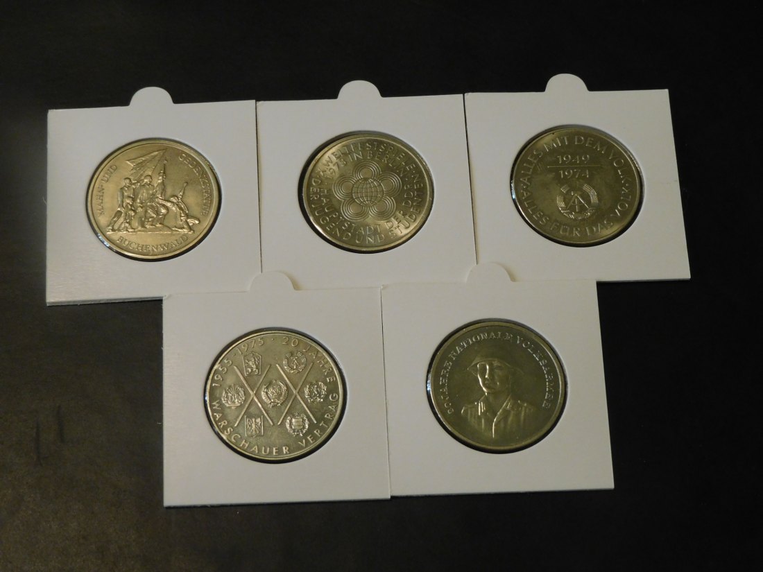 GERMANY 5X 10 MARK 1972-73-74-75-78 DDR.GRADE-PLEASE SEE PHOTOS.