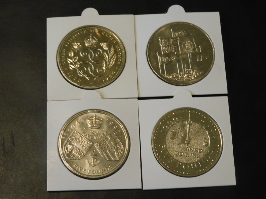  UNITED KINGDOM 5X 5 POUNDS 1990-96-97-2000.GRADE-PLEASE SEE PHOTOS.   