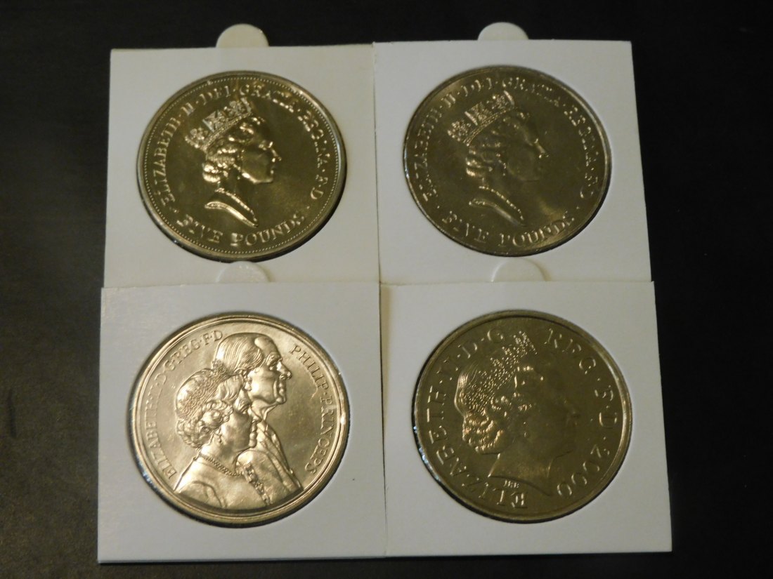  UNITED KINGDOM 5X 5 POUNDS 1990-96-97-2000.GRADE-PLEASE SEE PHOTOS.   