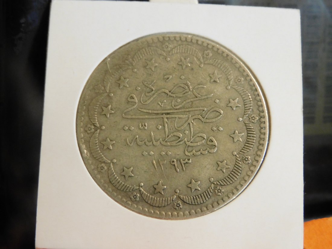  TURKEY 20 KURUSH 1293-1876.GRADE-PLEASE SEE PHOTOS.   