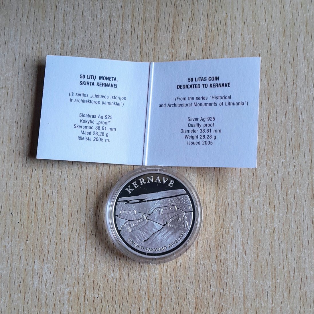 50 Litu 2005 PP Kernave Original Kapsel+Zertifikat+Verpackung RAR