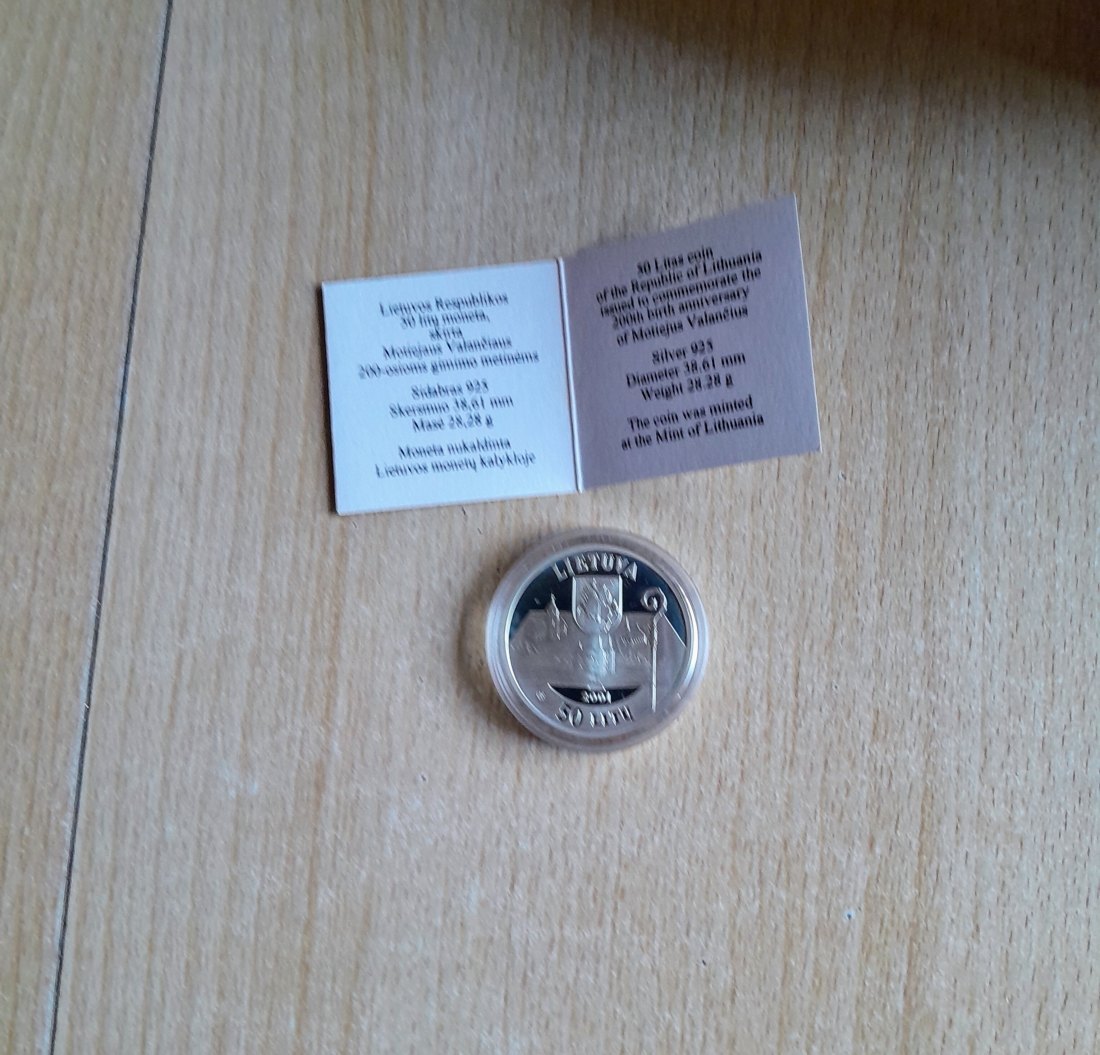  50 Litu 2001 PP Valanciaus Original Kapsel+Zertifikat+Verpackung RAR nur 2000 Stück  Porto 6,20 Euro   