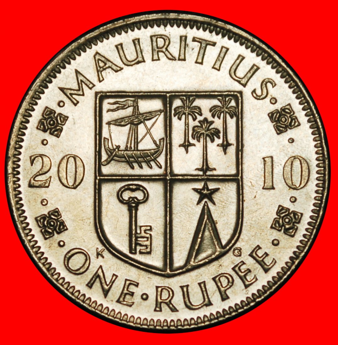  Ⰶ GREAT BRITAIN (1987-2023): MAURITIUS ★ 1 RUPEE 2010 MINT LUSTRE SHIP!★LOW START ★ NO RESERVE!   