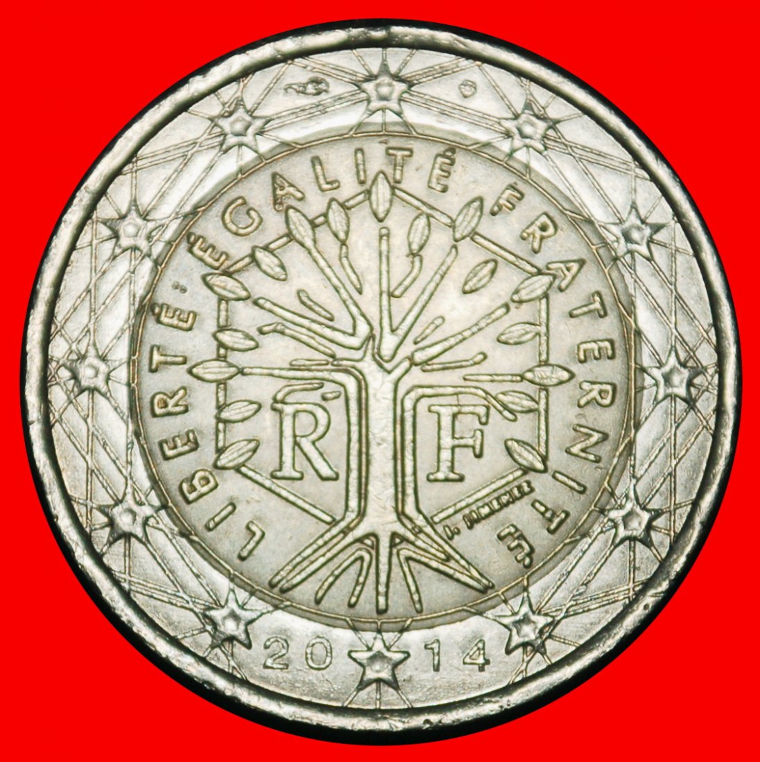  Ⰶ NON-PHALLIC TYPE 2007-2021: FRANCE ★ 2 EUROS 2014 WORLD TREE SOLAR ECLIPSE★LOW START ★ NO RESERVE!   
