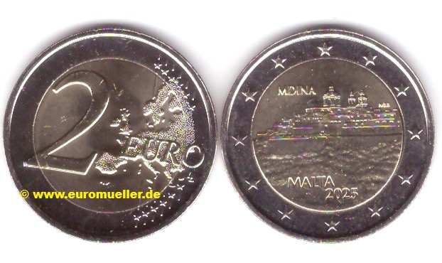 Malta 2x 2 Euro Gedenkmünzen 2025...Mdina + Ochse...unc.   