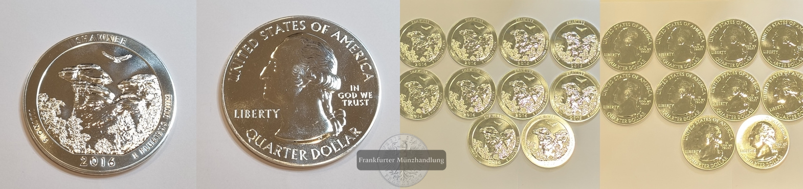  USA 2016 10 x Quarter Dollar Shawnee National Forest LOT FM-Frankfurt Feinsilber: 1553,64g   