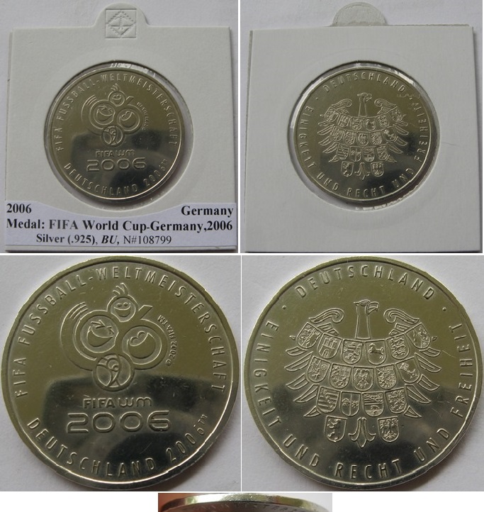  2006, Germany, Commemorative Silver Medal: FIFA World Cup   