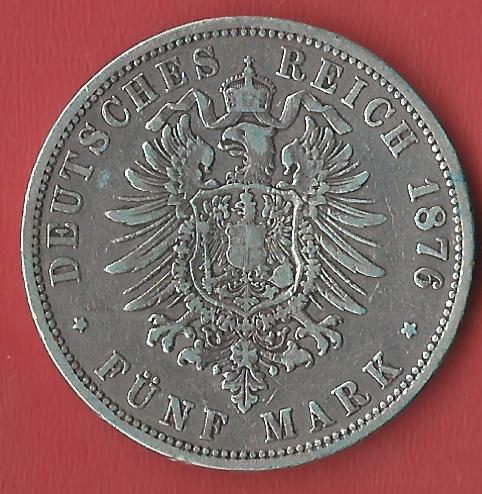  Preuusen 5 Mark Wilhelm I 1876 C Koblenzer Muenzen Studio Münzankauf Koblenz Frank Maurer AL845   