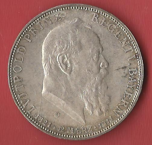  5 Mark Bayern Luitpold 1911 Koblenzer Muenzen Studio Münzankauf Koblenz Frank Maurer AL 817   