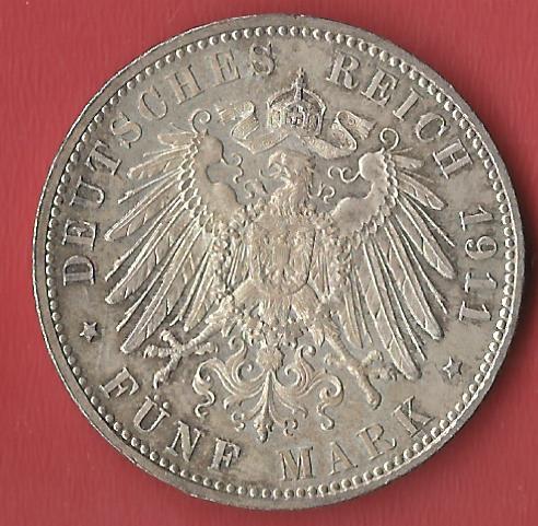  5 Mark Bayern Luitpold 1911 Koblenzer Muenzen Studio Münzankauf Koblenz Frank Maurer AL 817   