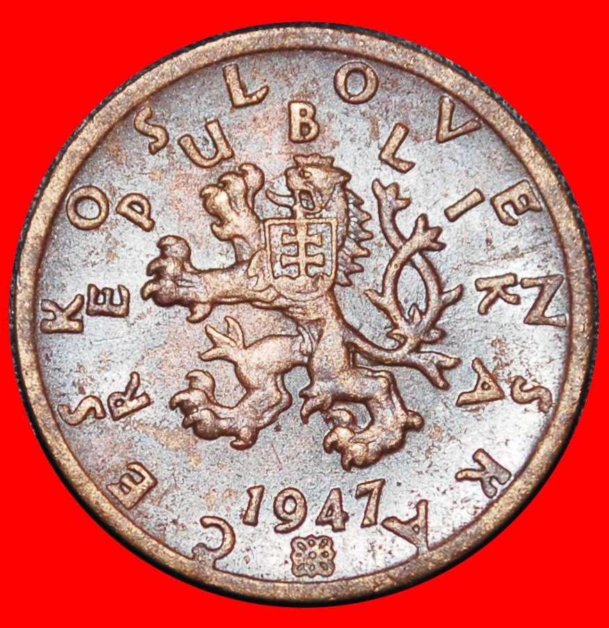  Ⰶ COMMUNISM LION (1947-1950): CZECHOSLOVAKIA ★ 50 HELLERS 1947!★LOW START ★ NO RESERVE!   