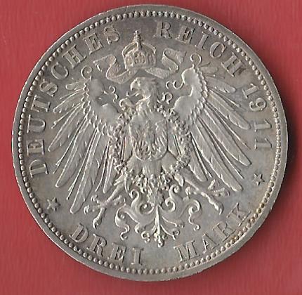  3 Mark Bayern Otto 1911 vz-st Koblenzer Muenzen Studio Münzankauf Koblenz Frank Maurer AL820   