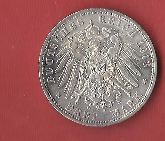  3 Mark Wilhelm II 1913 vz-st Koblenzer Muenzen Studio Münzankauf Koblenz Frank Maurer AL 821   