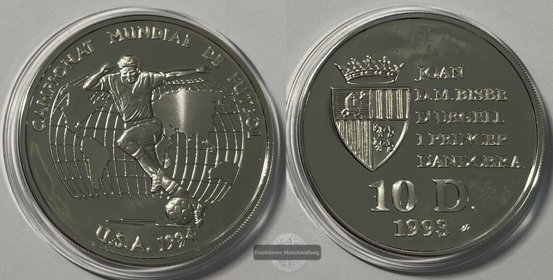  Andorra 10 Diners 1993 Joan Marti i Alanis FM-Frankfurt KM#86 Feinsilber: 29,11g   