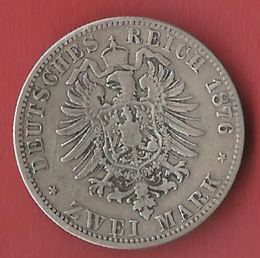  2 Mark Preussen 1876 A Koblenzer Muenzen Studio Münzankauf Koblenz Frank Maurer AL 824   