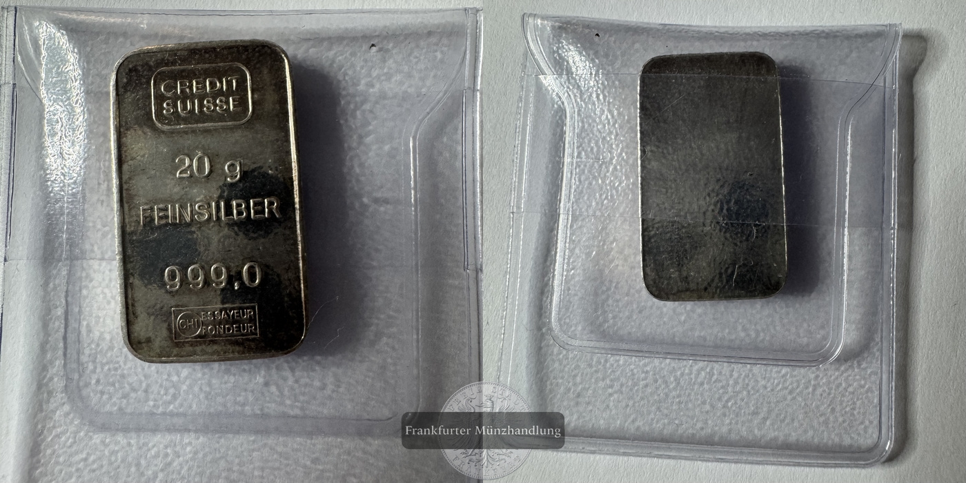  Credit Suisse Silberbarren 20g  FM-Frankfurt  Feingewicht: 20g   