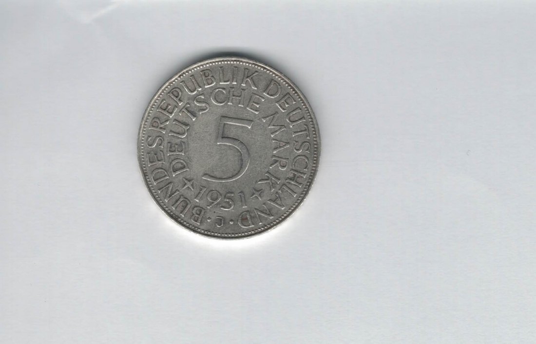  5 Mark 1951 J silber 7g fein BRD Deutschland Spittalgold9800 (4601   