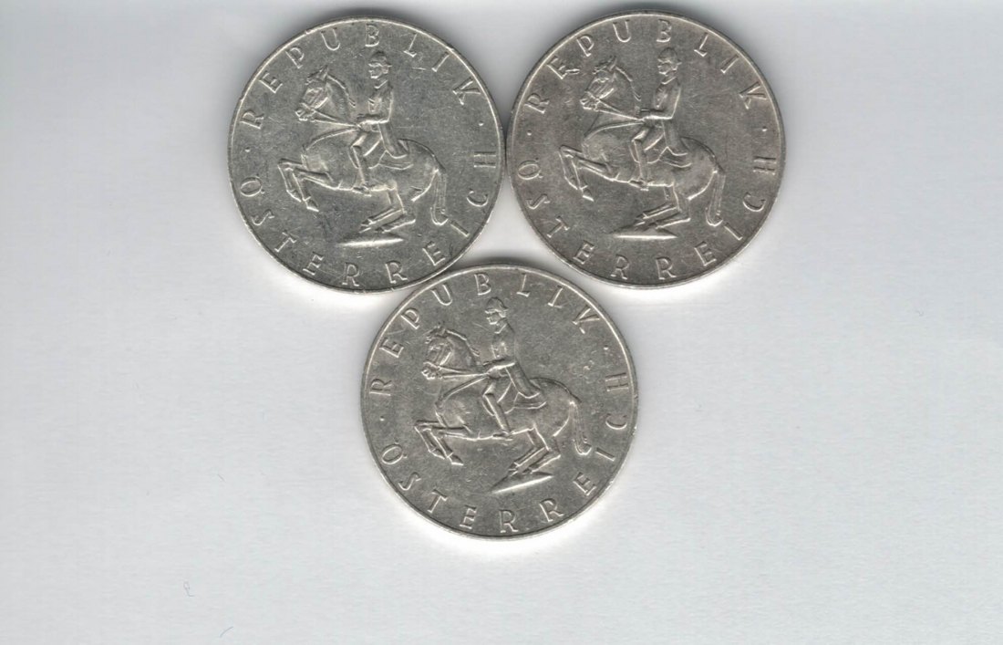  5 Schilling 1961 3 Stk silber á 3,32 fein Österreich Spittalgold9800 /1054   