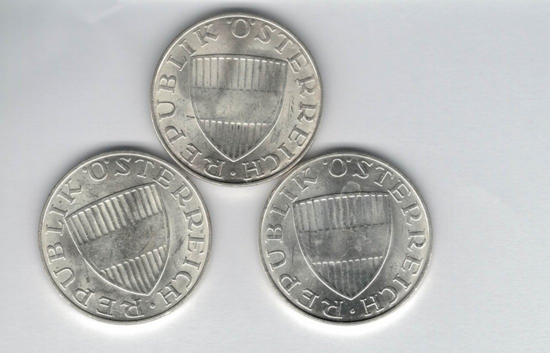  10 Schilling 1971 1972 1973 Ag silber á 4,8g fein Österreich 2. Republik Spittalgold9800 (4785)   